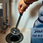 فني يقوم بتسليك مجاري باستخدام جهاز ضغط المياه في حي المرسلات