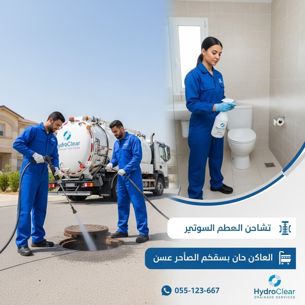 شركة هيدرو كلير لتنظيف منهول الصرف الصحي وازالة الروائح الكريهة من الحمام